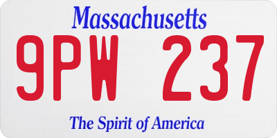 MA license plate 9PW237