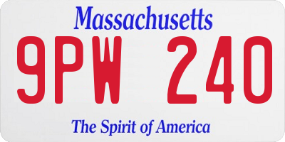 MA license plate 9PW240