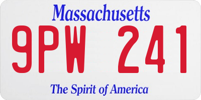 MA license plate 9PW241