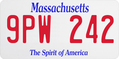 MA license plate 9PW242