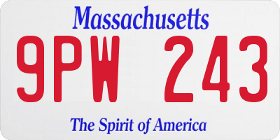 MA license plate 9PW243