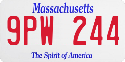 MA license plate 9PW244