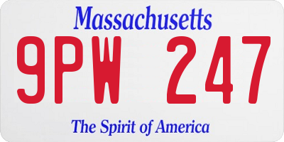 MA license plate 9PW247