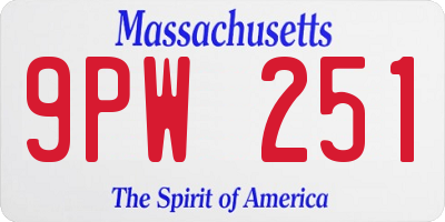 MA license plate 9PW251