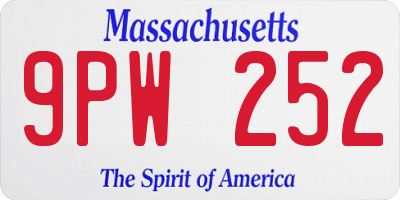 MA license plate 9PW252
