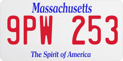 MA license plate 9PW253