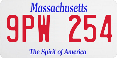 MA license plate 9PW254