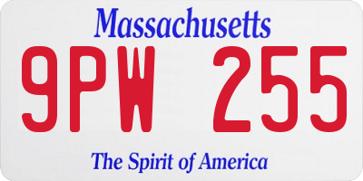 MA license plate 9PW255