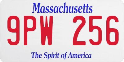 MA license plate 9PW256