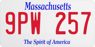 MA license plate 9PW257