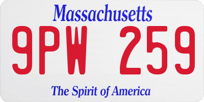 MA license plate 9PW259