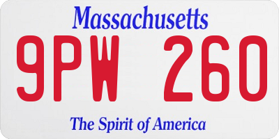 MA license plate 9PW260