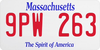 MA license plate 9PW263