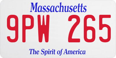 MA license plate 9PW265