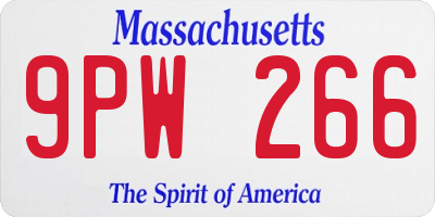 MA license plate 9PW266