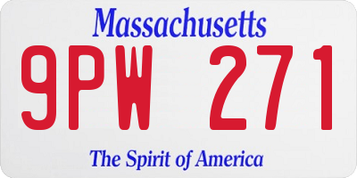 MA license plate 9PW271