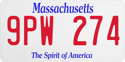 MA license plate 9PW274