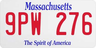 MA license plate 9PW276