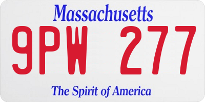 MA license plate 9PW277