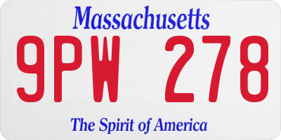 MA license plate 9PW278