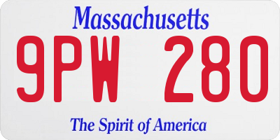 MA license plate 9PW280
