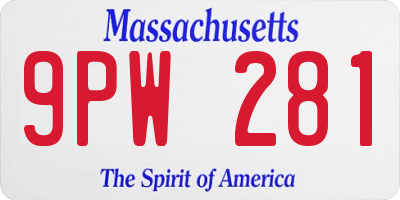 MA license plate 9PW281