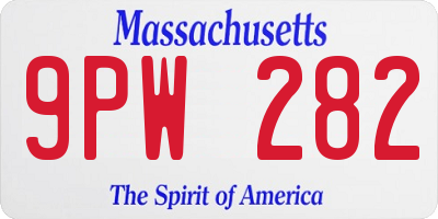 MA license plate 9PW282