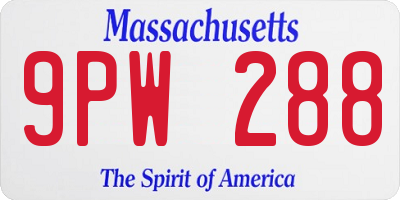 MA license plate 9PW288