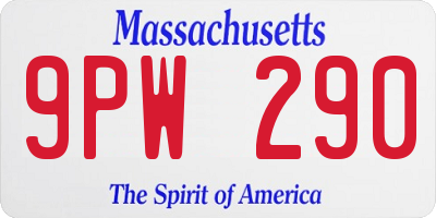 MA license plate 9PW290