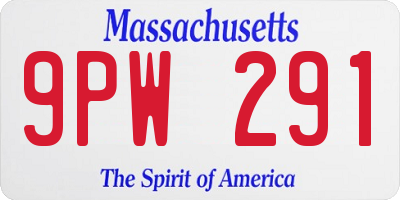 MA license plate 9PW291