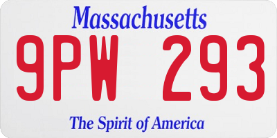 MA license plate 9PW293