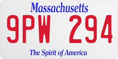 MA license plate 9PW294