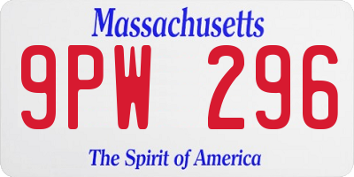 MA license plate 9PW296