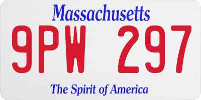 MA license plate 9PW297