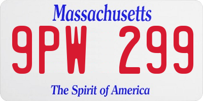 MA license plate 9PW299