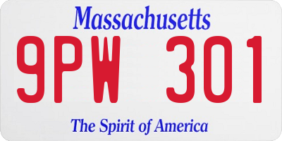 MA license plate 9PW301