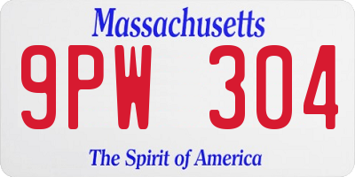 MA license plate 9PW304