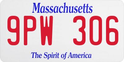 MA license plate 9PW306