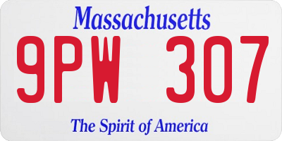 MA license plate 9PW307