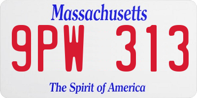 MA license plate 9PW313