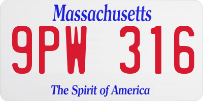 MA license plate 9PW316