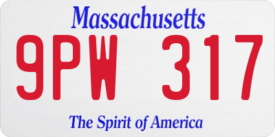 MA license plate 9PW317