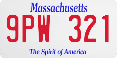 MA license plate 9PW321
