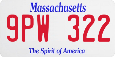 MA license plate 9PW322