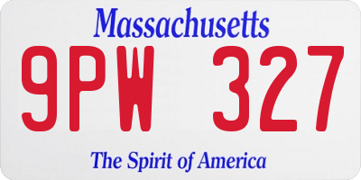 MA license plate 9PW327