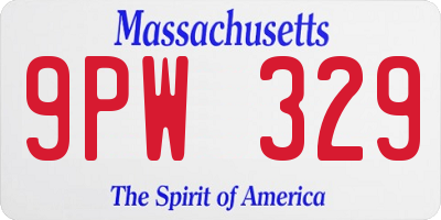 MA license plate 9PW329