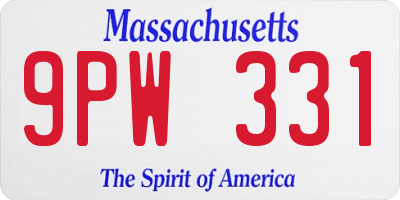 MA license plate 9PW331