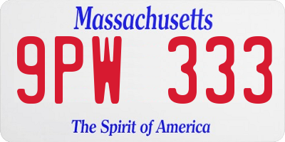 MA license plate 9PW333