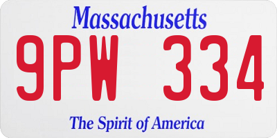 MA license plate 9PW334