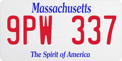MA license plate 9PW337